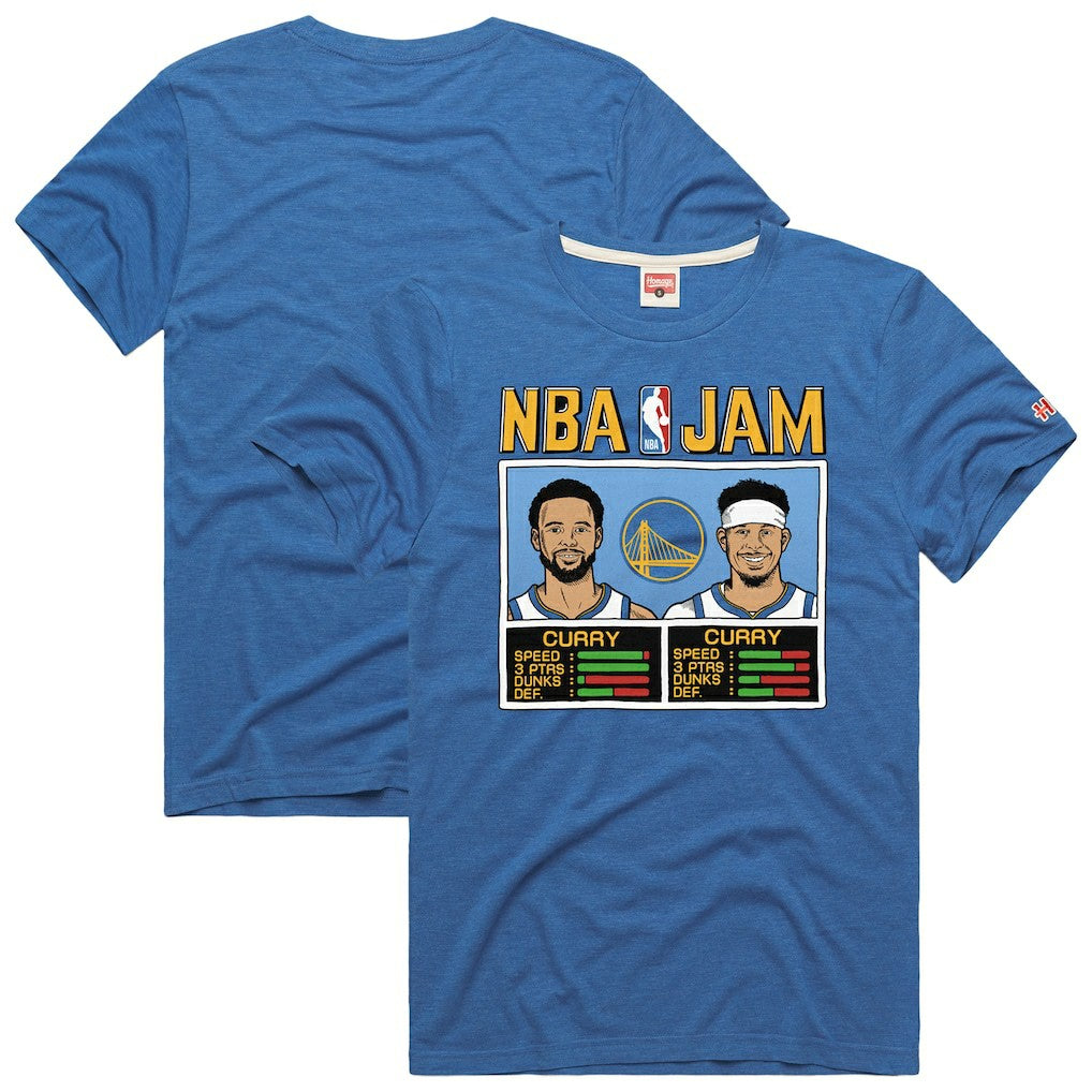 NBA - Stephen Curry & Seth Curry Golden State Warriors Homage NBA Jam Tri-Blend T-Shirt - Royal