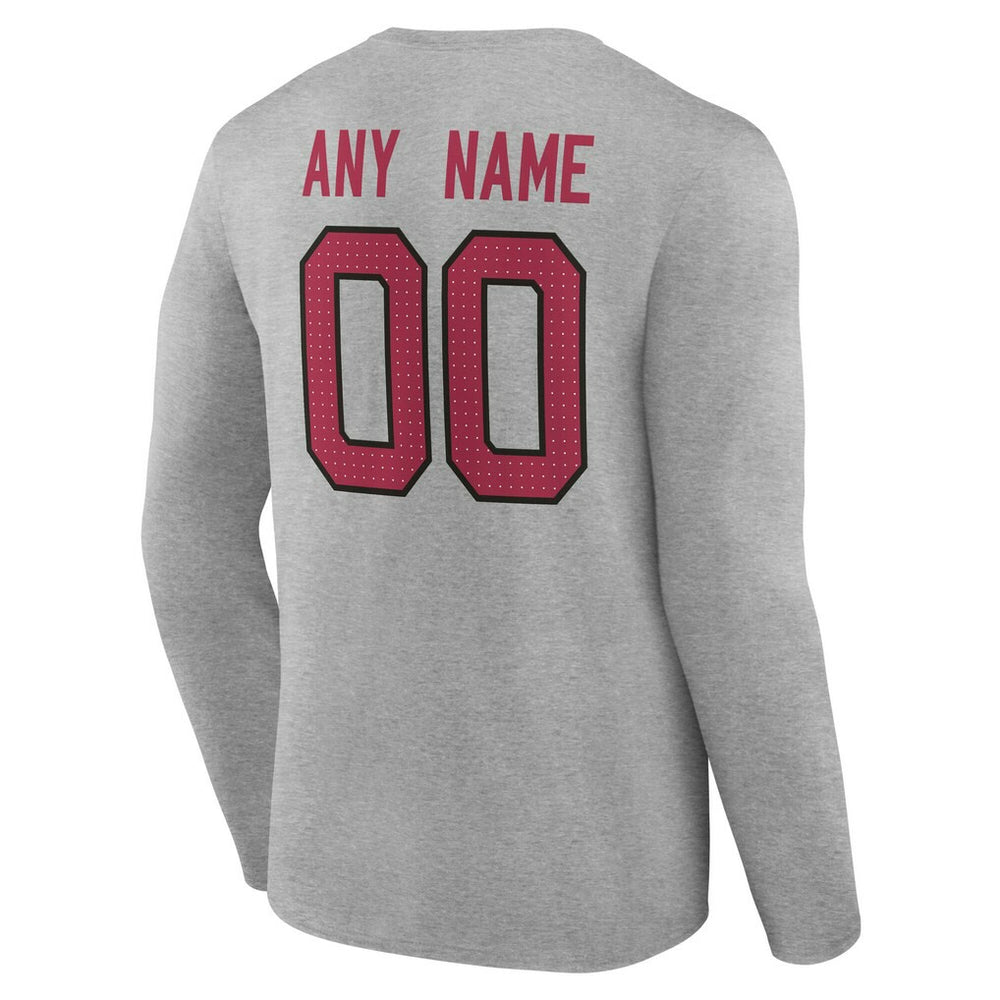 Arizona Cardinals Team Authentic Personalized Name & Number Long Sleeve T-Shirt Gray - NFL