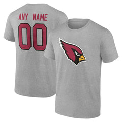 Arizona Cardinals Team Authentic Personalized Name & Number T-Shirt Gray - NFL