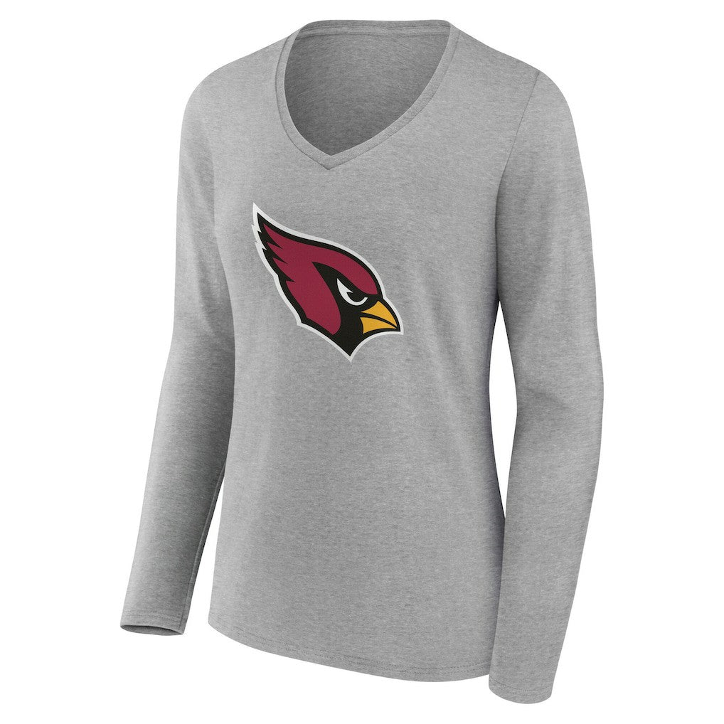 Arizona Cardinals Women's Team Authentic Personalized Name & Number Long Sleeve V-Neck T-Shirt Gray - NFL