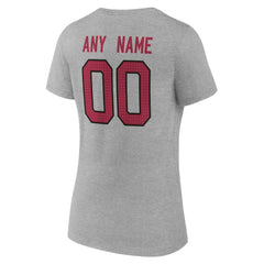 Arizona Cardinals Women's Team Authentic Personalized Name & Number V-Neck T-Shirt Gray - NFL