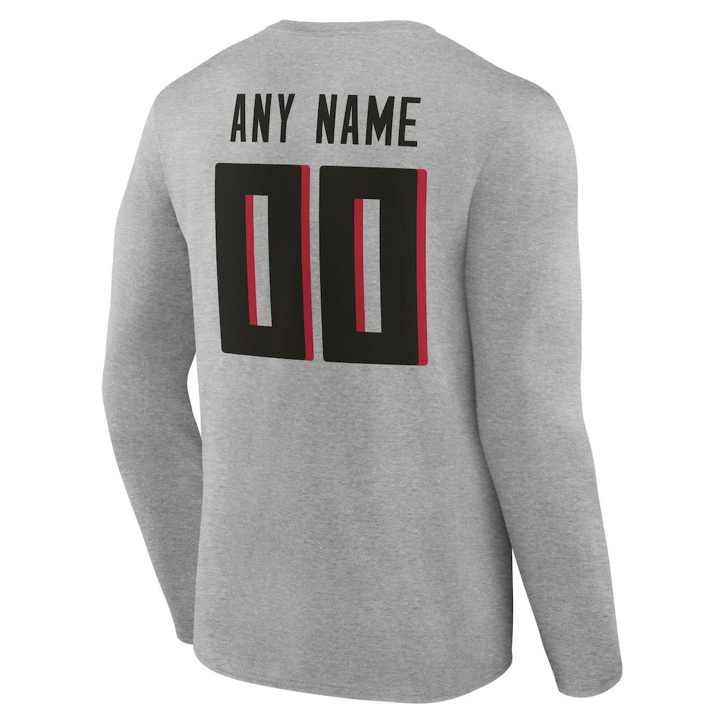 Atlanta Falcons Team Authentic Personalized Name & Number Long Sleeve T-Shirt Gray - NFL