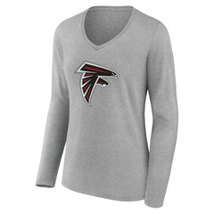 Atlanta Falcons Women's Team Authentic Personalized Name & Number Long Sleeve V-Neck T-Shirt Gray - NFL