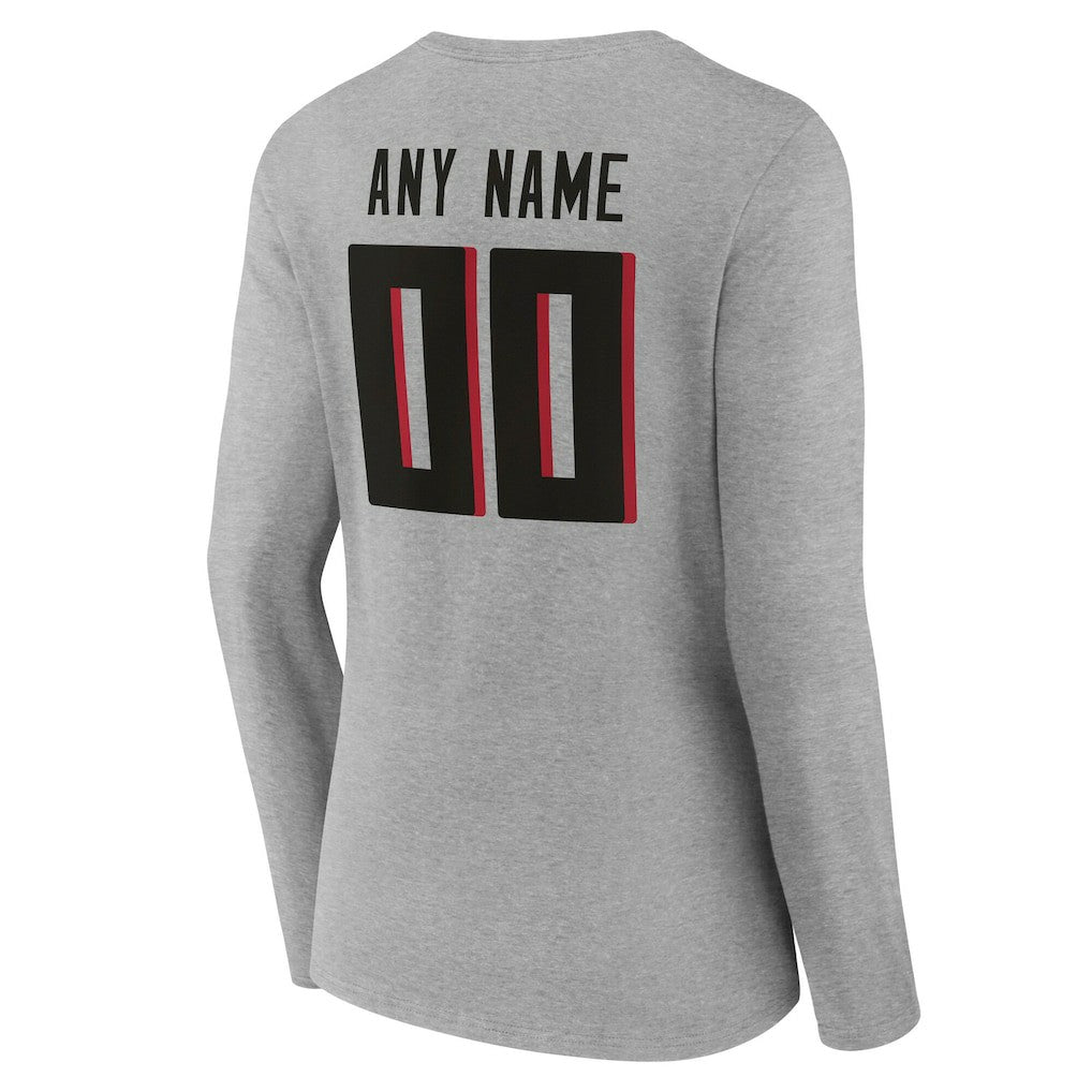 Atlanta Falcons Women's Team Authentic Personalized Name & Number Long Sleeve V-Neck T-Shirt Gray - NFL