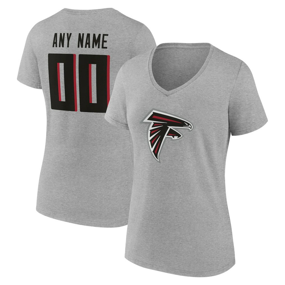 Atlanta Falcons Women's Team Authentic Personalized Name & Number V-Neck T-Shirt Gray - NFL