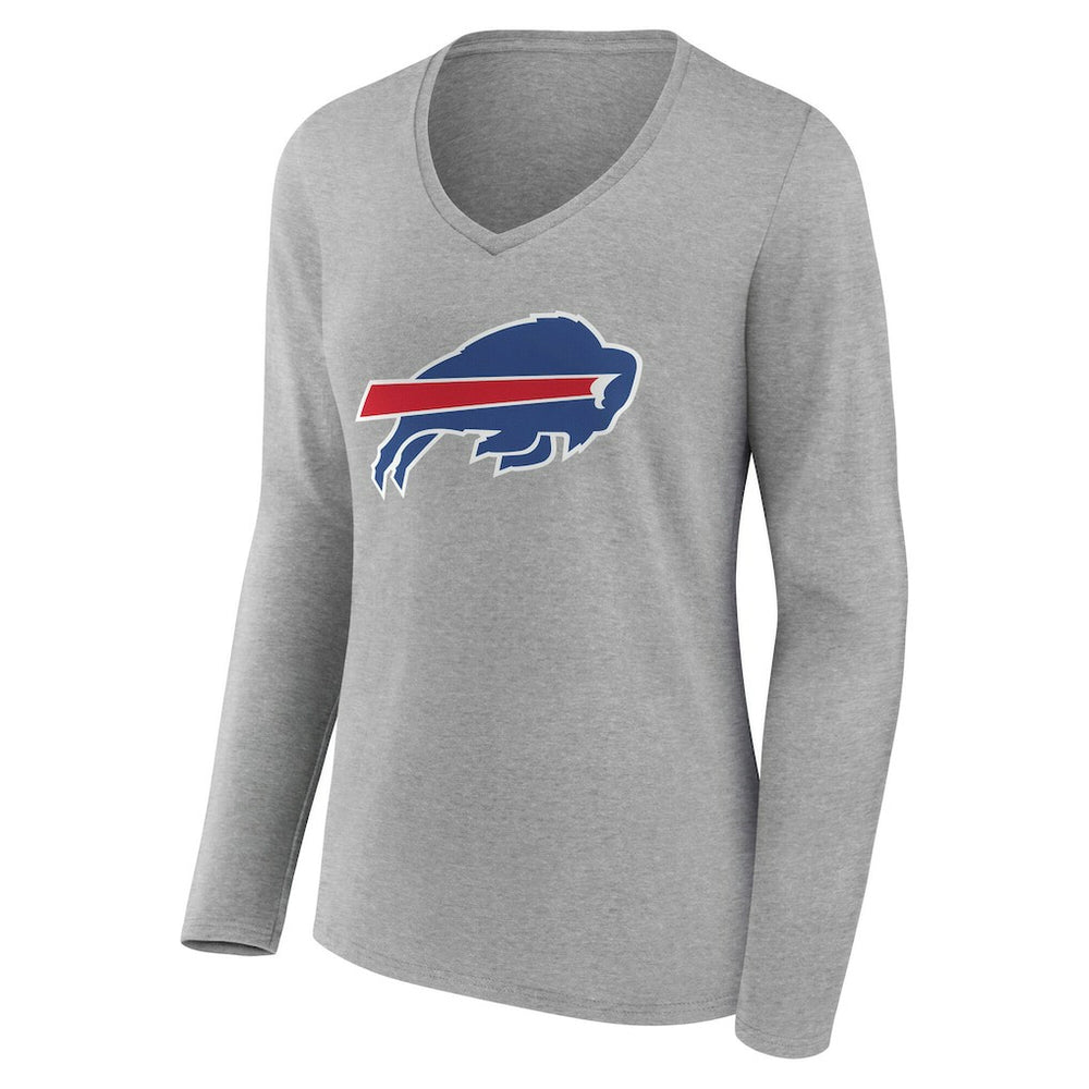 Buffalo Bills Women's Team Authentic Personalized Name & Number Long Sleeve V-Neck T-Shirt Gray - NFL