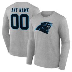 Carolina Panthers Team Authentic Personalized Name & Number Long Sleeve T-Shirt Gray - NFL