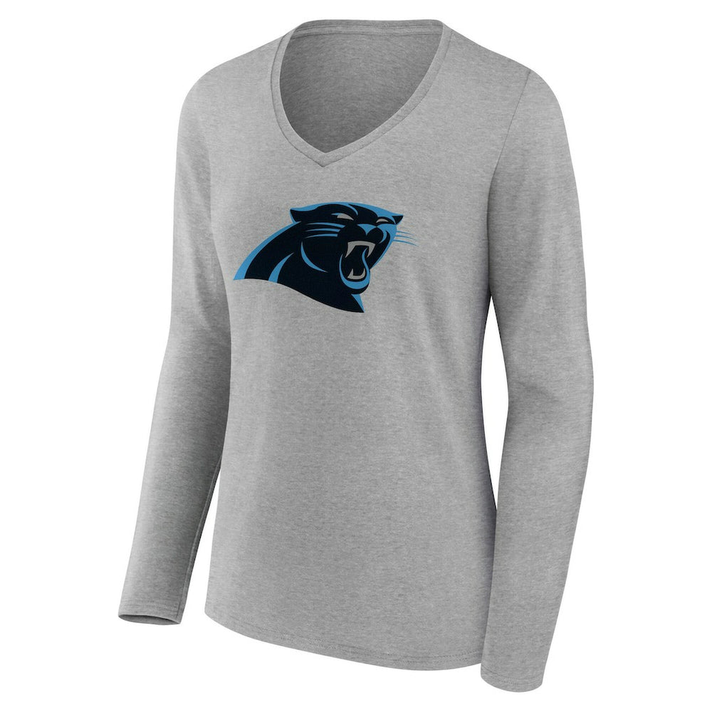 Carolina Panthers Women's Team Authentic Personalized Name & Number Long Sleeve V-Neck T-Shirt Gray - NFL