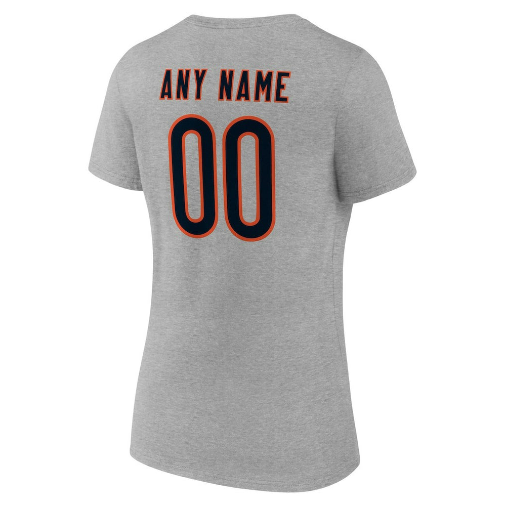 Chicago Bears Women's Team Authentic Personalized Name & Number V-Neck T-Shirt Gray - NFL