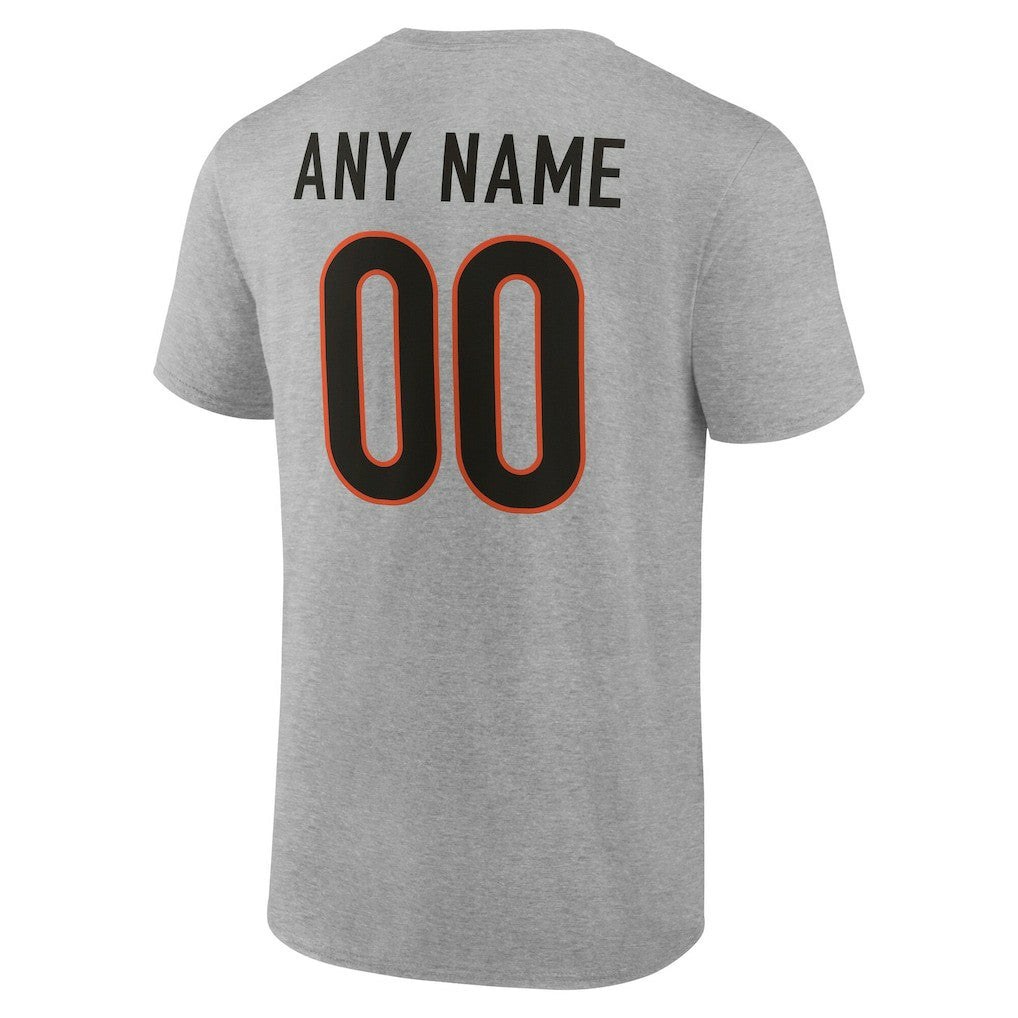 Cincinnati Bengals Team Authentic Personalized Name & Number T-Shirt Gray - NFL