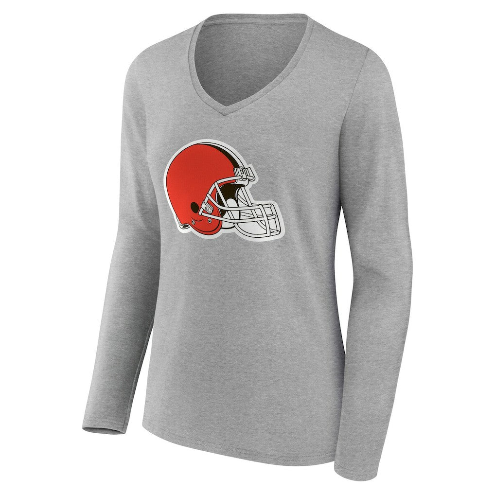 Cleveland Browns Women's Team Authentic Personalized Name & Number Long Sleeve V-Neck T-Shirt Gray - NFL