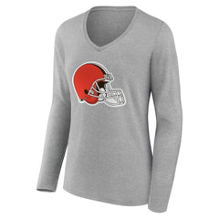 Cleveland Browns Women's Team Authentic Personalized Name & Number Long Sleeve V-Neck T-Shirt Gray - NFL