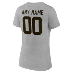 Cleveland Browns Women's Team Authentic Personalized Name & Number V-Neck T-Shirt Gray - NFL