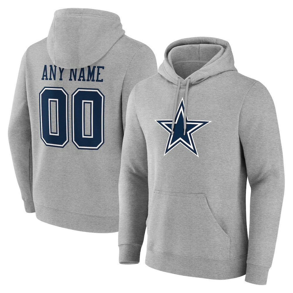 Dallas Cowboys Team Authentic Personalized Name & Number Hoodie Gray - NFL