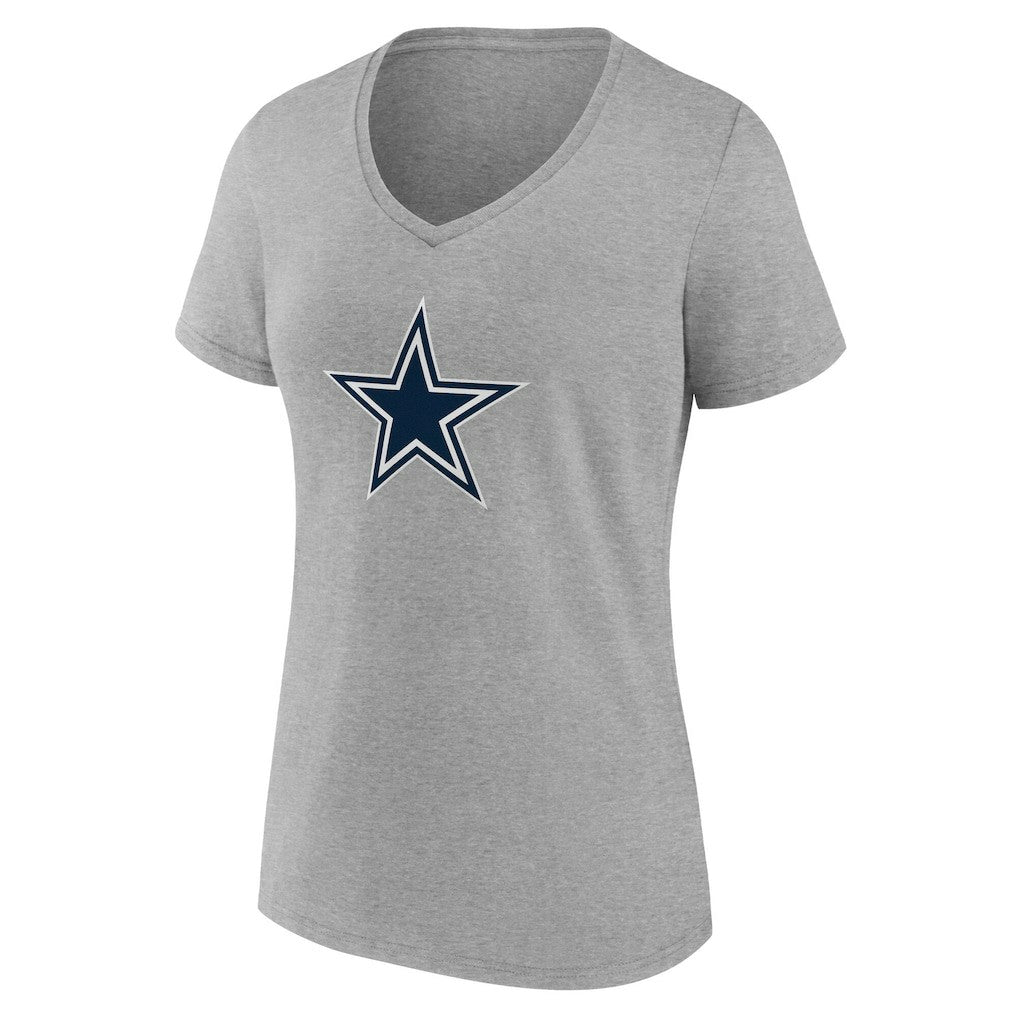 Dallas Cowboys Women's Team Authentic Personalized Name & Number V-Neck T-Shirt Gray - NFL