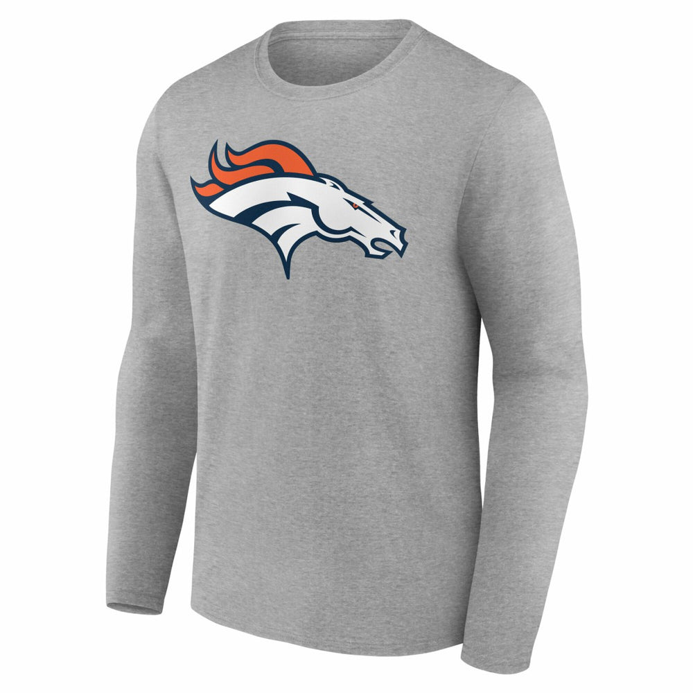 Denver Broncos Team Authentic Personalized Name & Number Long Sleeve T-Shirt Gray - NFL