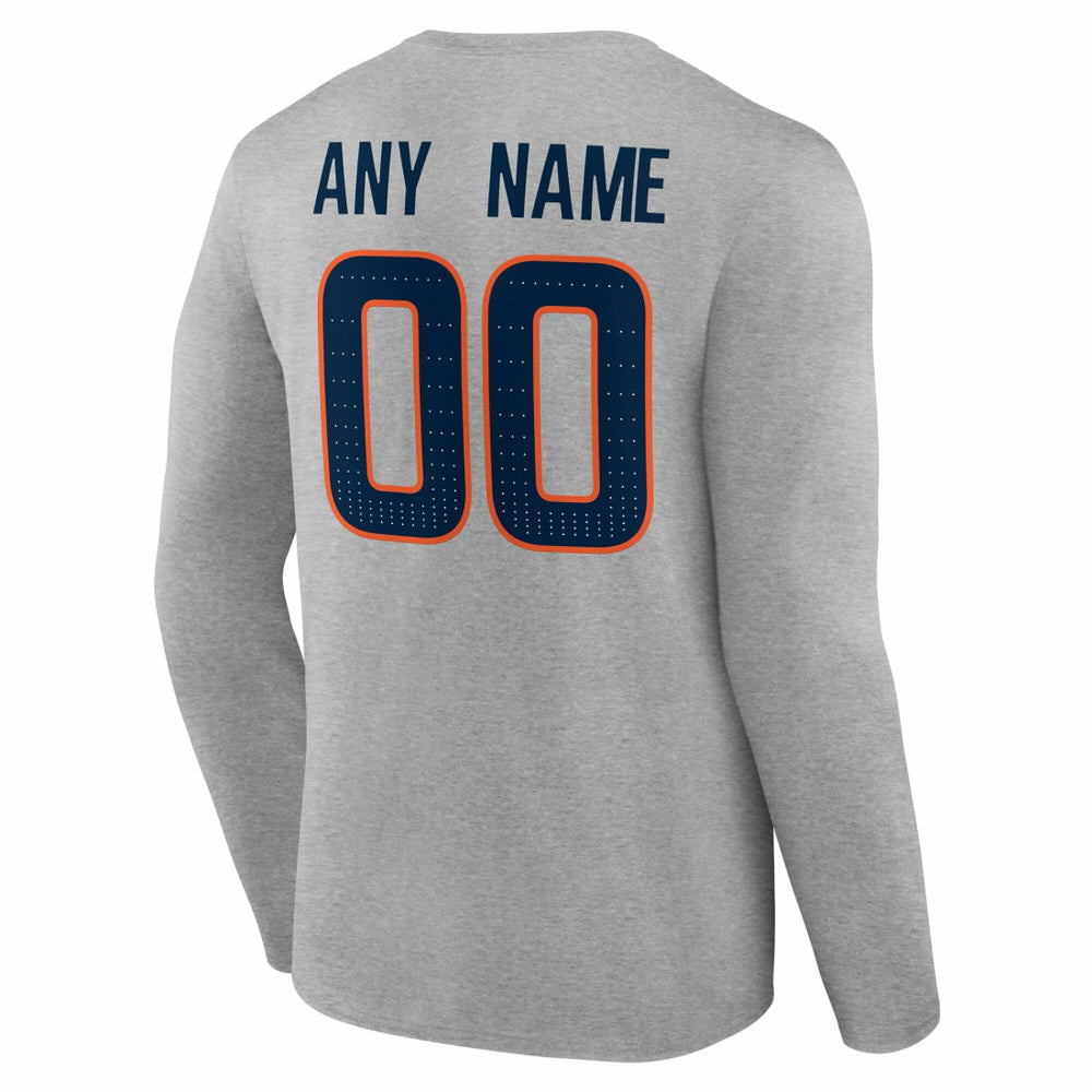 Denver Broncos Team Authentic Personalized Name & Number Long Sleeve T-Shirt Gray - NFL