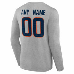 Denver Broncos Team Authentic Personalized Name & Number Long Sleeve T-Shirt Gray - NFL