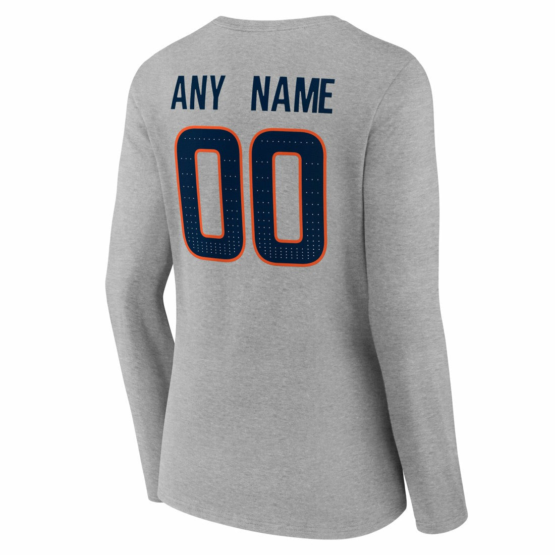 Denver Broncos Women's Team Authentic Personalized Name & Number Long Sleeve V-Neck T-Shirt Gray - NFL