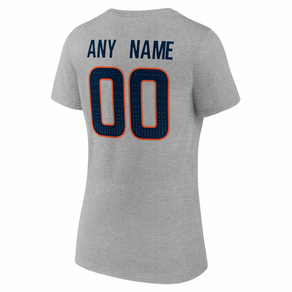 Denver Broncos Women's Team Authentic Personalized Name & Number V-Neck T-Shirt Gray - NFL