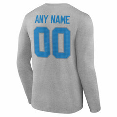 Detroit Lions Team Authentic Personalized Name & Number Long Sleeve T-Shirt Gray - NFL