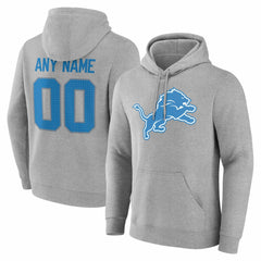 Detroit Lions Team Authentic Personalized Name & Number Hoodie Gray - NFL