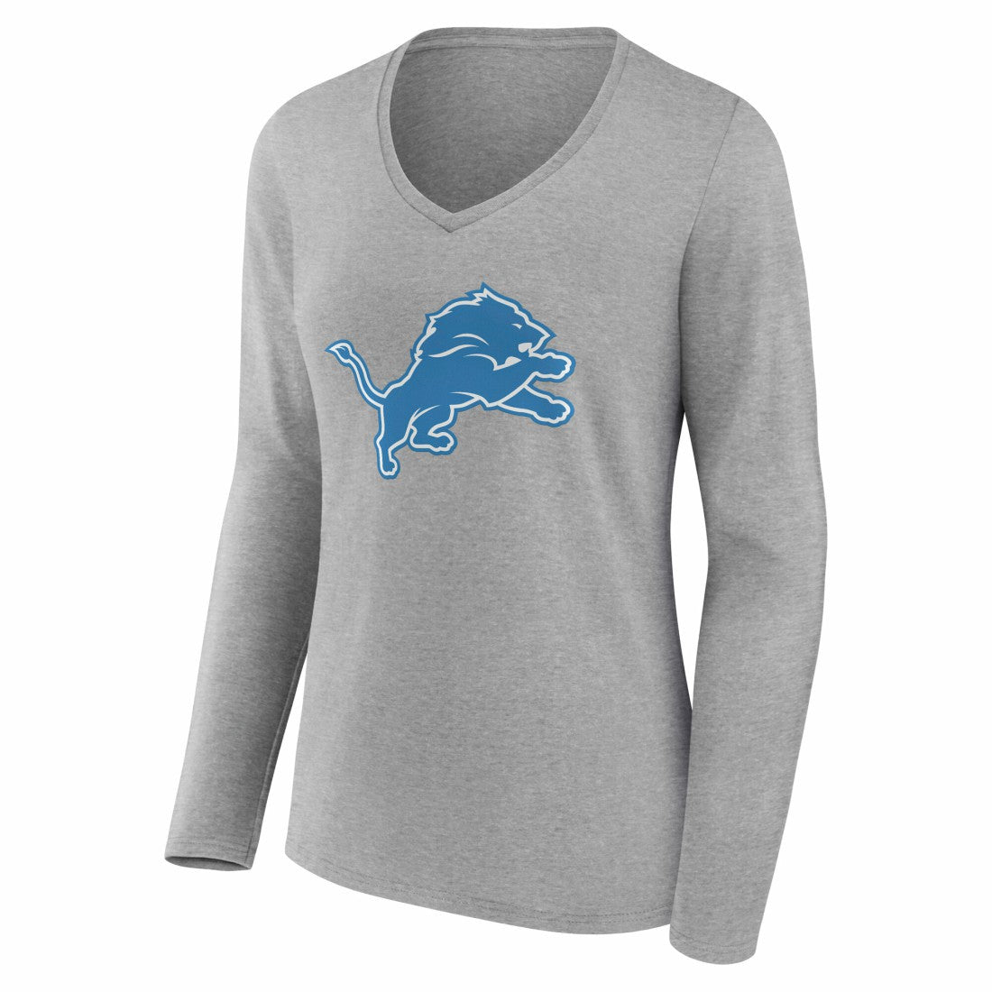 Detroit Lions Women's Team Authentic Personalized Name & Number Long Sleeve V-Neck T-Shirt Gray - NFL