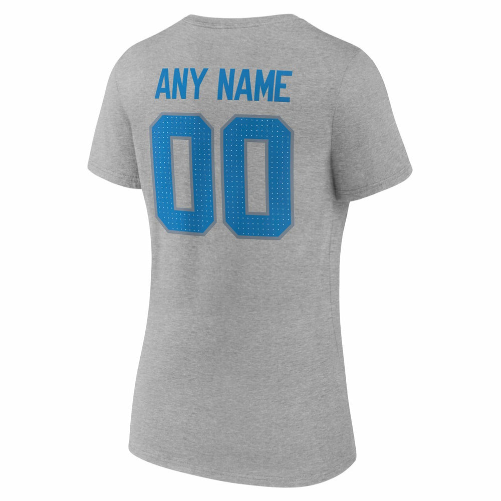 Detroit Lions Women's Team Authentic Personalized Name & Number V-Neck T-Shirt Gray - NFL