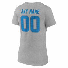 Detroit Lions Women's Team Authentic Personalized Name & Number V-Neck T-Shirt Gray - NFL