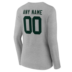 Green Bay Packers Women's Team Authentic Personalized Name & Number Long Sleeve V-Neck T-Shirt Gray - NFL