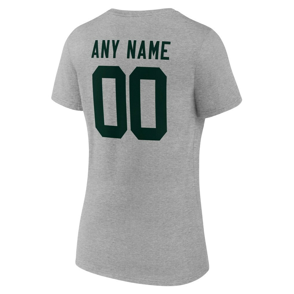 Green Bay Packers Women's Team Authentic Personalized Name & Number V-Neck T-Shirt Gray - NFL