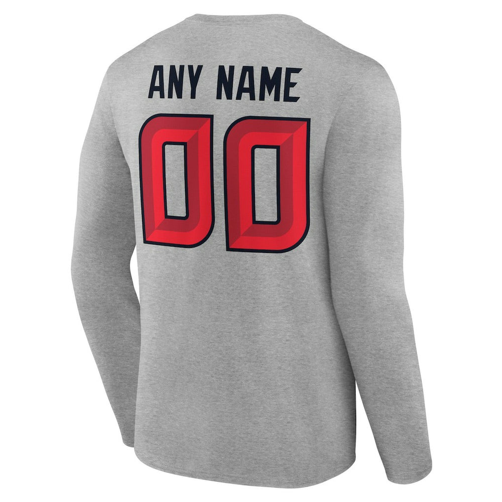 Houston Texans Team Authentic Personalized Name & Number Long Sleeve T-Shirt Gray - NFL