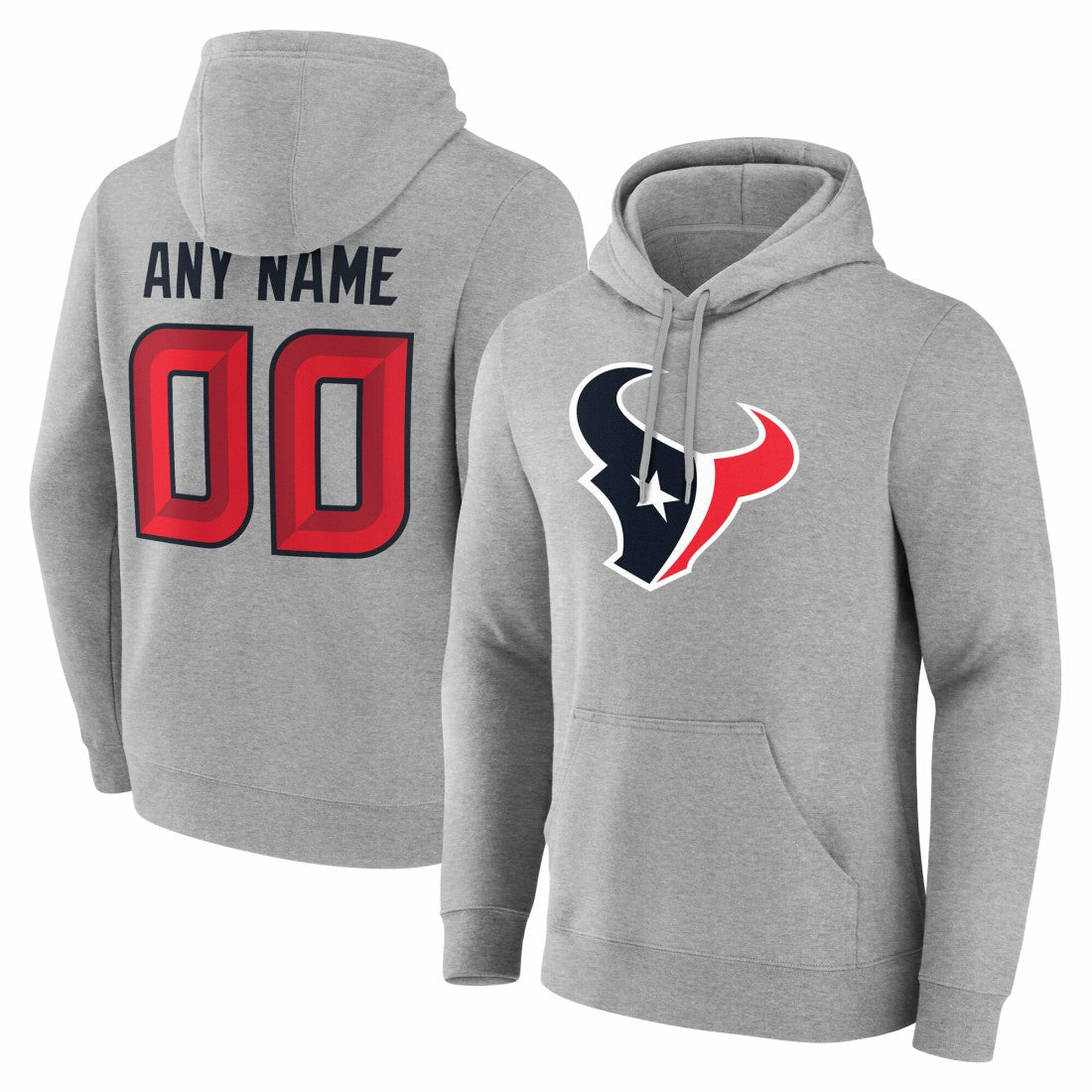 Houston Texans Team Authentic Personalized Name & Number Hoodie Gray - NFL
