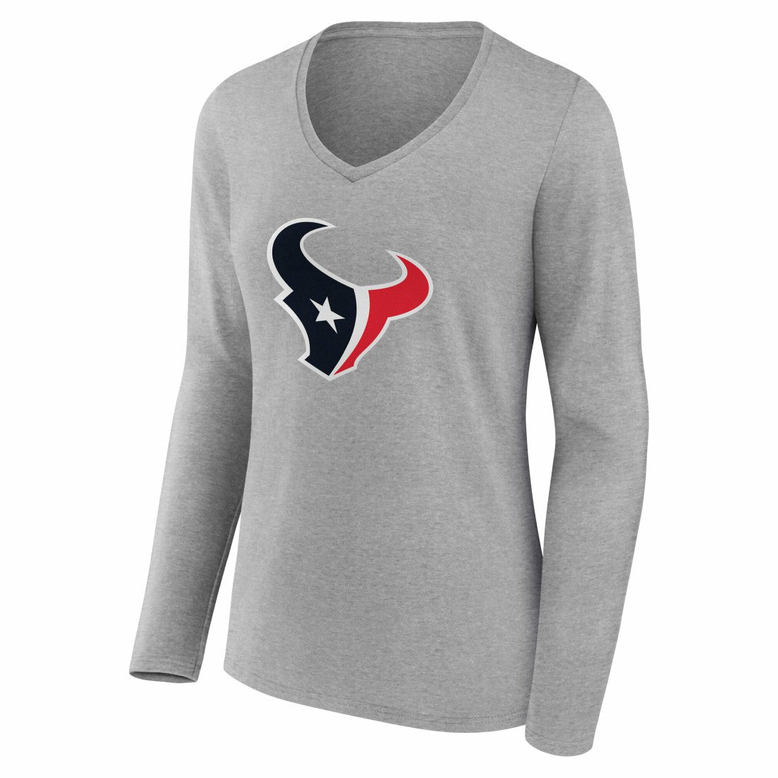 Houston Texans Women's Team Authentic Personalized Name & Number Long Sleeve V-Neck T-Shirt Gray - NFL
