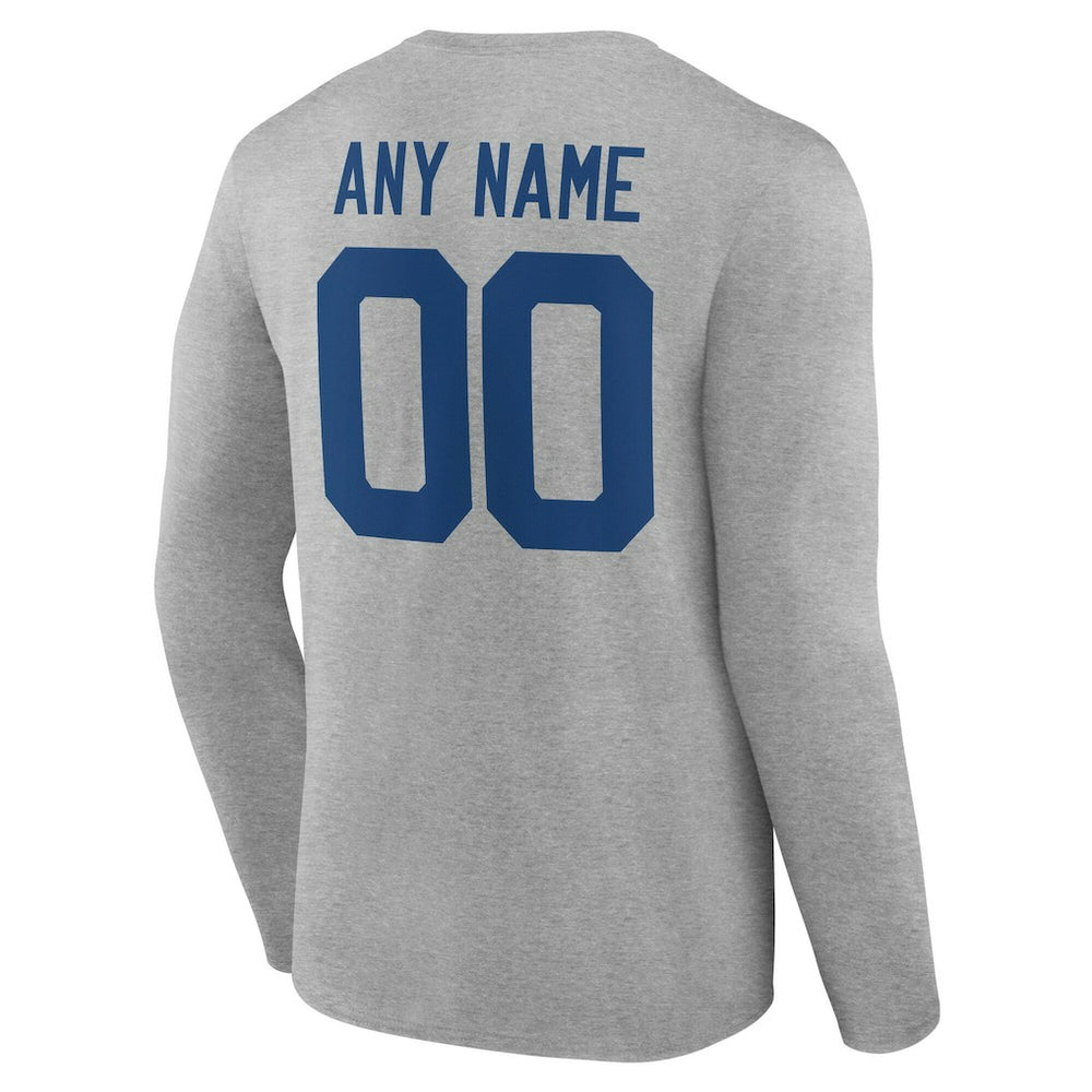 Indianapolis Colts Team Authentic Personalized Name & Number Long Sleeve T-Shirt Gray - NFL