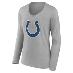 Indianapolis Colts Women's Team Authentic Personalized Name & Number Long Sleeve V-Neck T-Shirt Gray - NFL