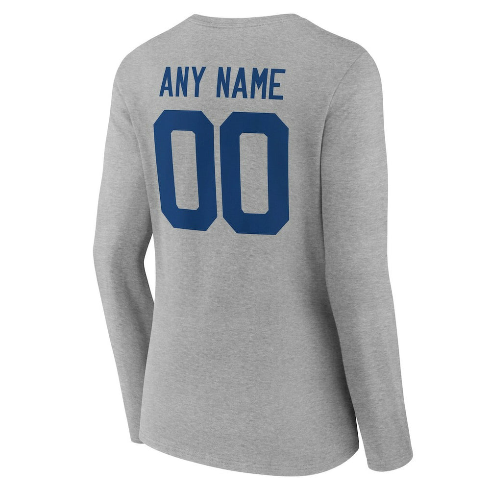 Indianapolis Colts Women's Team Authentic Personalized Name & Number Long Sleeve V-Neck T-Shirt Gray - NFL