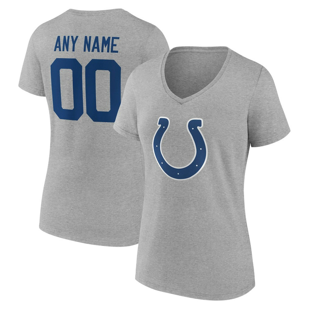 Indianapolis Colts Women's Team Authentic Personalized Name & Number V-Neck T-Shirt Gray - NFL