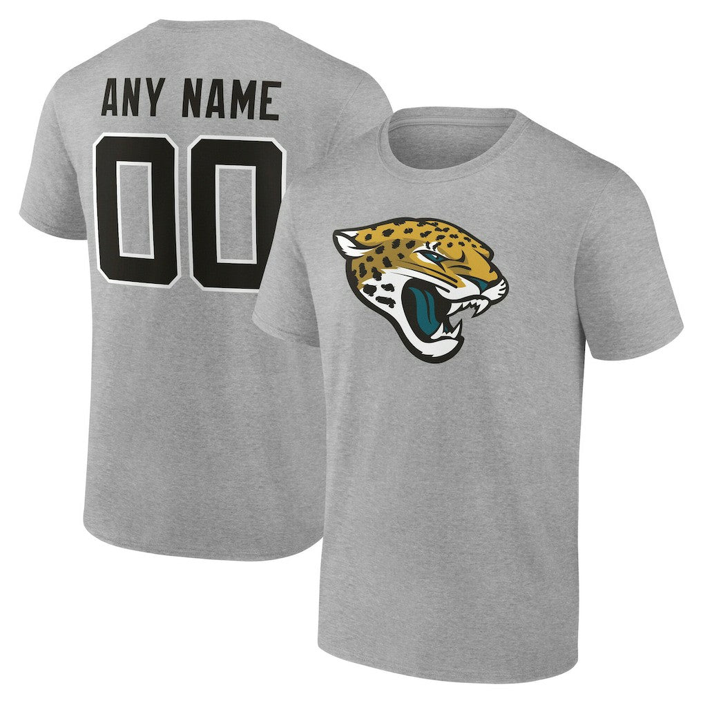 Jacksonville Jaguars Team Authentic Personalized Name & Number T-Shirt Gray - NFL
