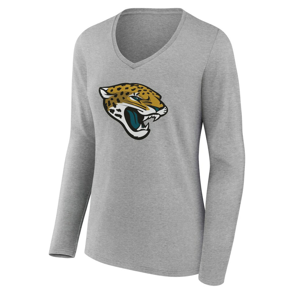 Jacksonville Jaguars Women's Team Authentic Personalized Name & Number Long Sleeve V-Neck T-Shirt Gray - NFL