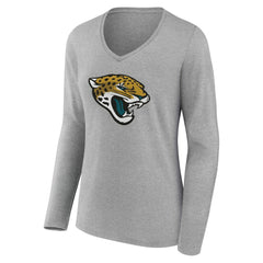 Jacksonville Jaguars Women's Team Authentic Personalized Name & Number Long Sleeve V-Neck T-Shirt Gray - NFL