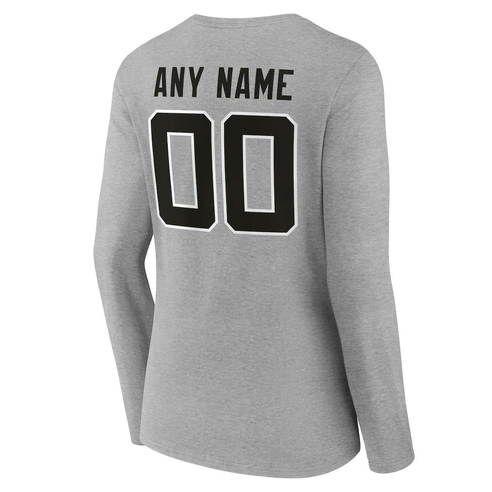 Jacksonville Jaguars Women's Team Authentic Personalized Name & Number Long Sleeve V-Neck T-Shirt Gray - NFL