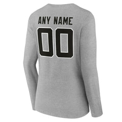 Jacksonville Jaguars Women's Team Authentic Personalized Name & Number Long Sleeve V-Neck T-Shirt Gray - NFL
