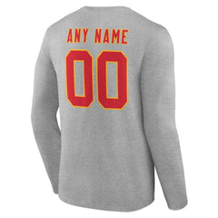 Kansas City Chiefs Team Authentic Personalized Name & Number Long Sleeve T-Shirt Gray - NFL