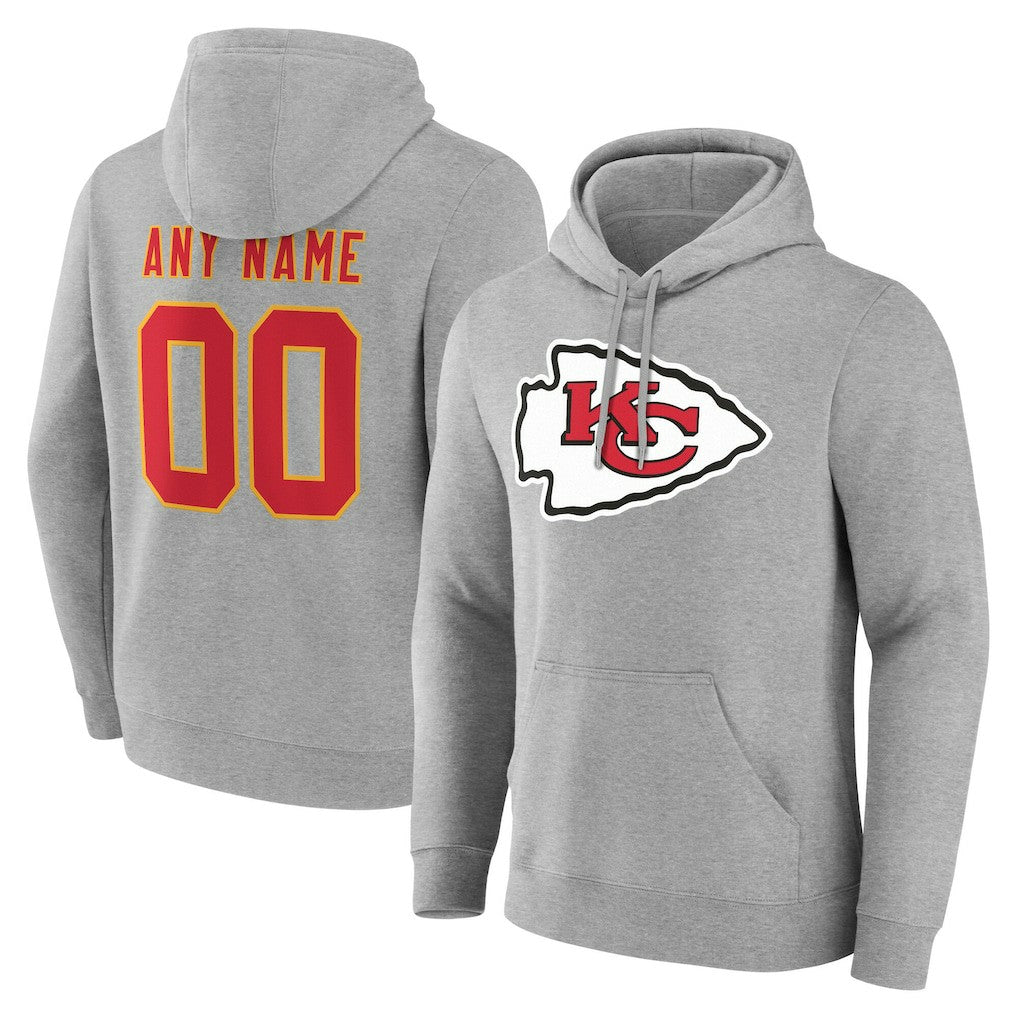 Kansas City Chiefs Team Authentic Personalized Name & Number Hoodie Gray - NFL