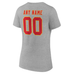 Kansas City Chiefs Women's Team Authentic Personalized Name & Number V-Neck T-Shirt Gray - NFL