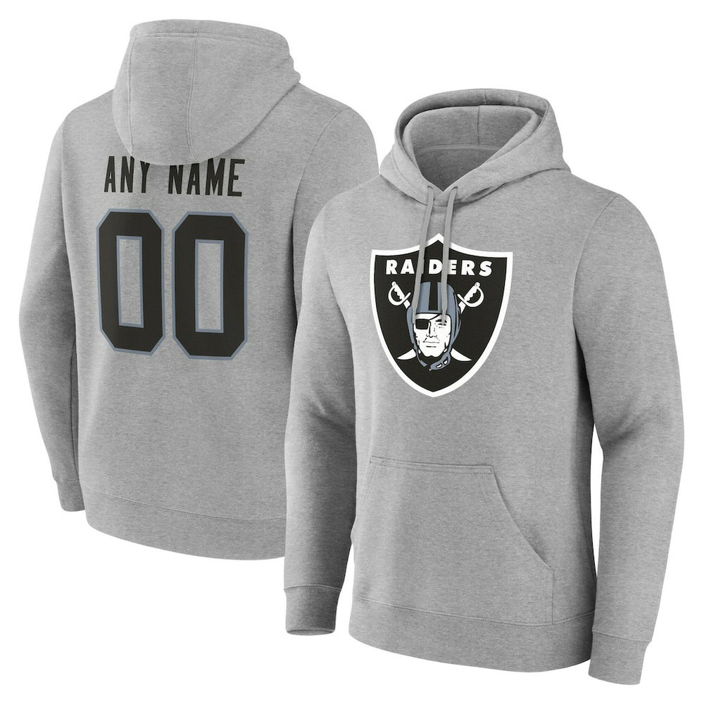 Las Vegas Raiders Team Authentic Personalized Name & Number Hoodie Gray - NFL