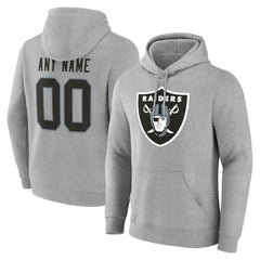 Las Vegas Raiders Team Authentic Personalized Name & Number Hoodie Gray - NFL