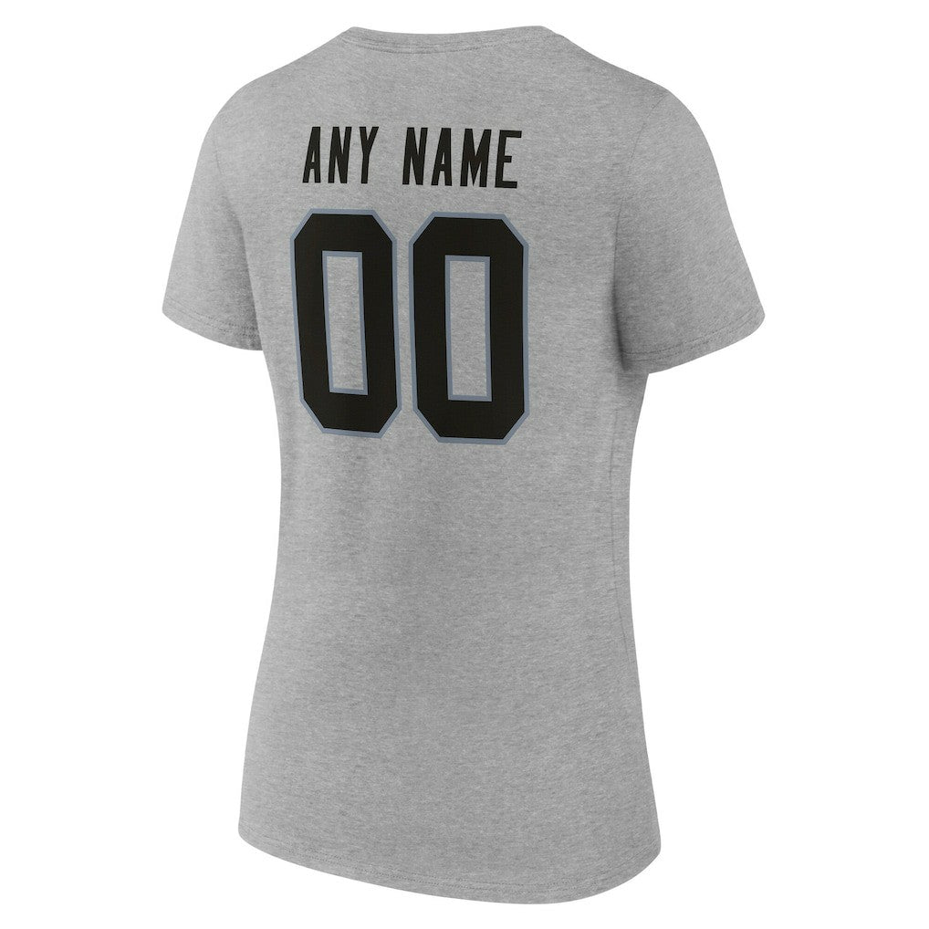 Las Vegas Raiders Women's Team Authentic Personalized Name & Number V-Neck T-Shirt Gray - NFL