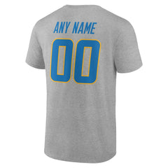 Los Angeles Chargers Team Authentic Personalized Name & Number T-Shirt Gray - NFL